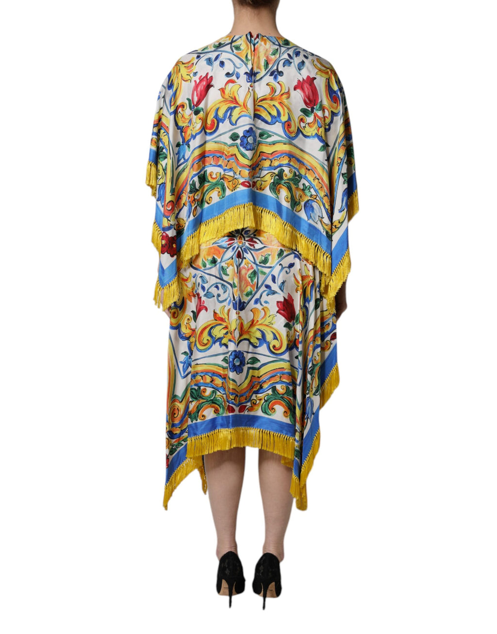 Multicolor Majolica Kaftan Short Sleeves Maxi Dress