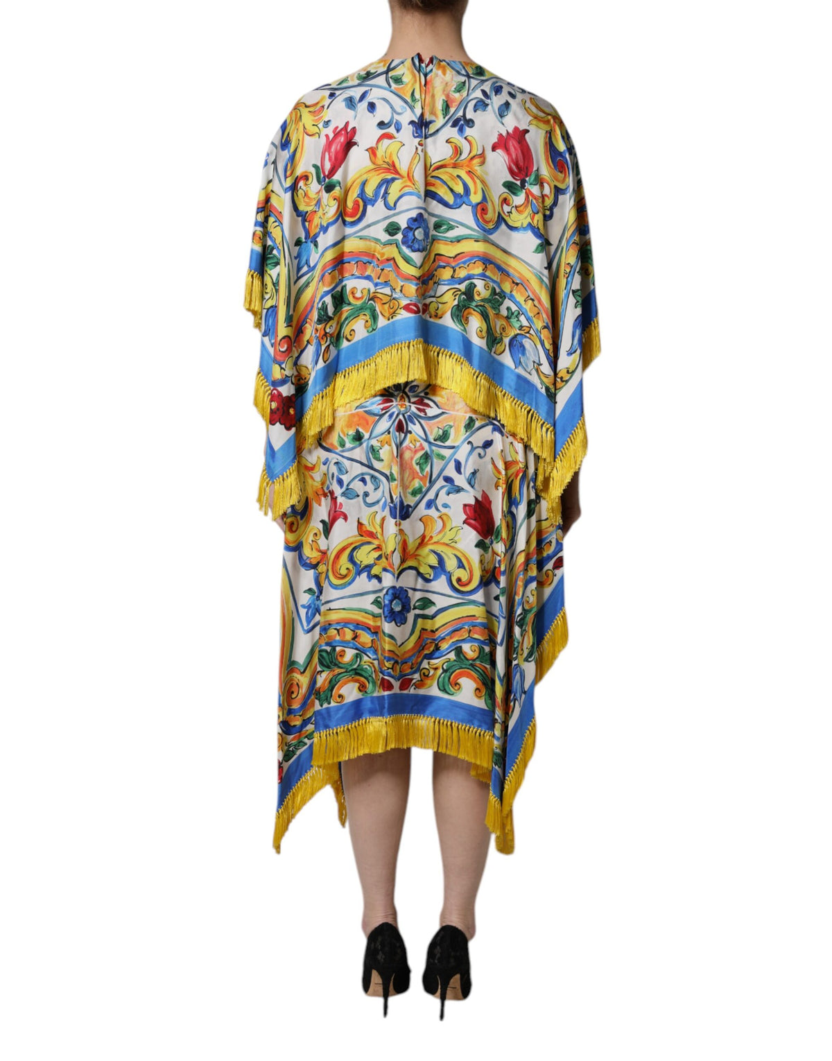 Multicolor Majolica Kaftan Short Sleeves Maxi Dress