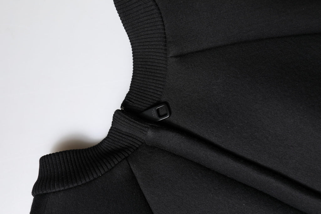 Black Cotton Long Sleeves A-line Mini Dress