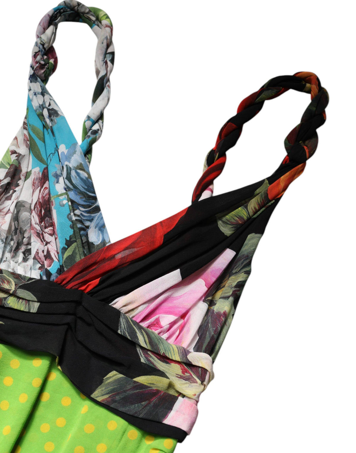 Multicolor Floral Patchwork Fitted Mini Dress