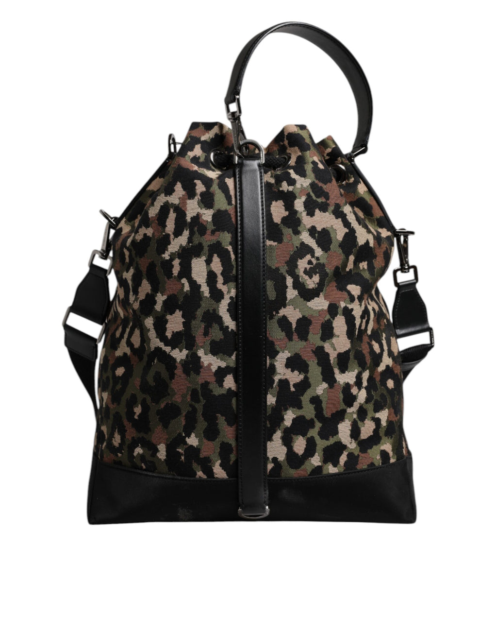 Multicolor Leopard Cotton Shoulder Bucket Bag