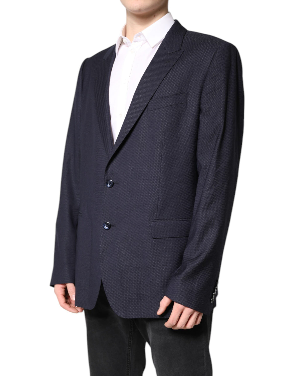 Black Wool Single Breasted Coat Blazer Suit