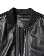 Black Lambskin Leather Biker Full Zip Jacket