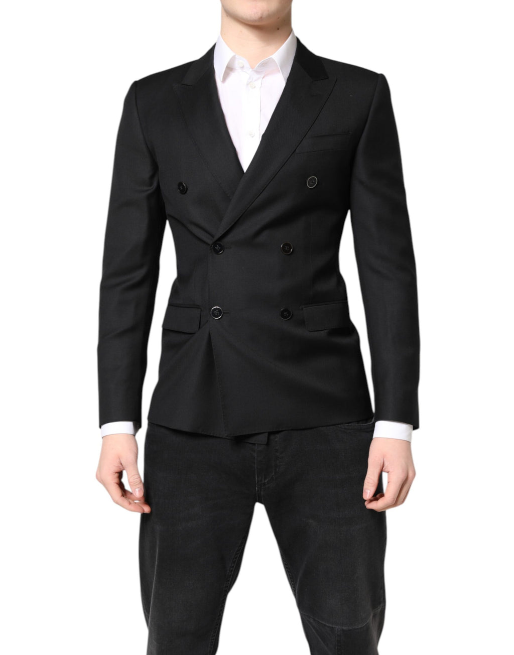Black MARTINI Double Breasted Coat Blazer