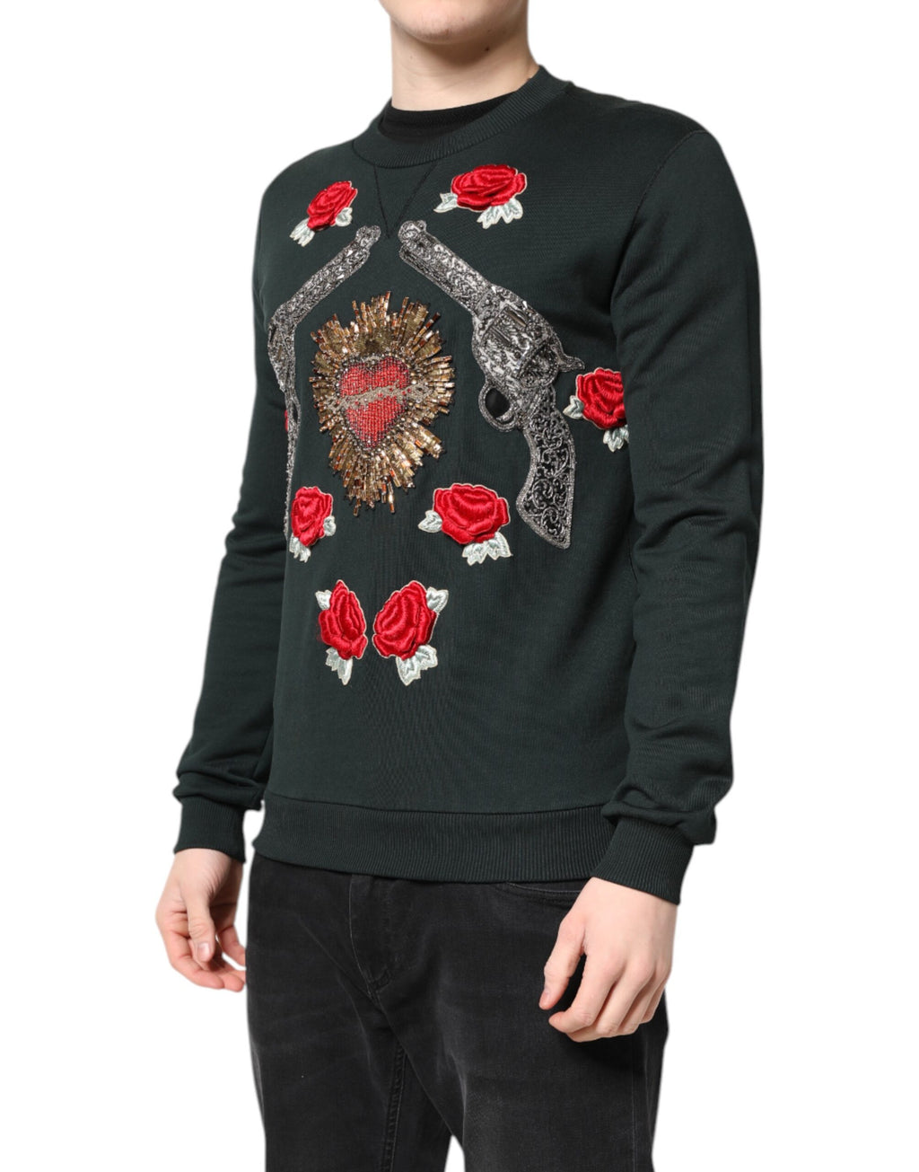 Black Sequined Embellished Pullover Sweater