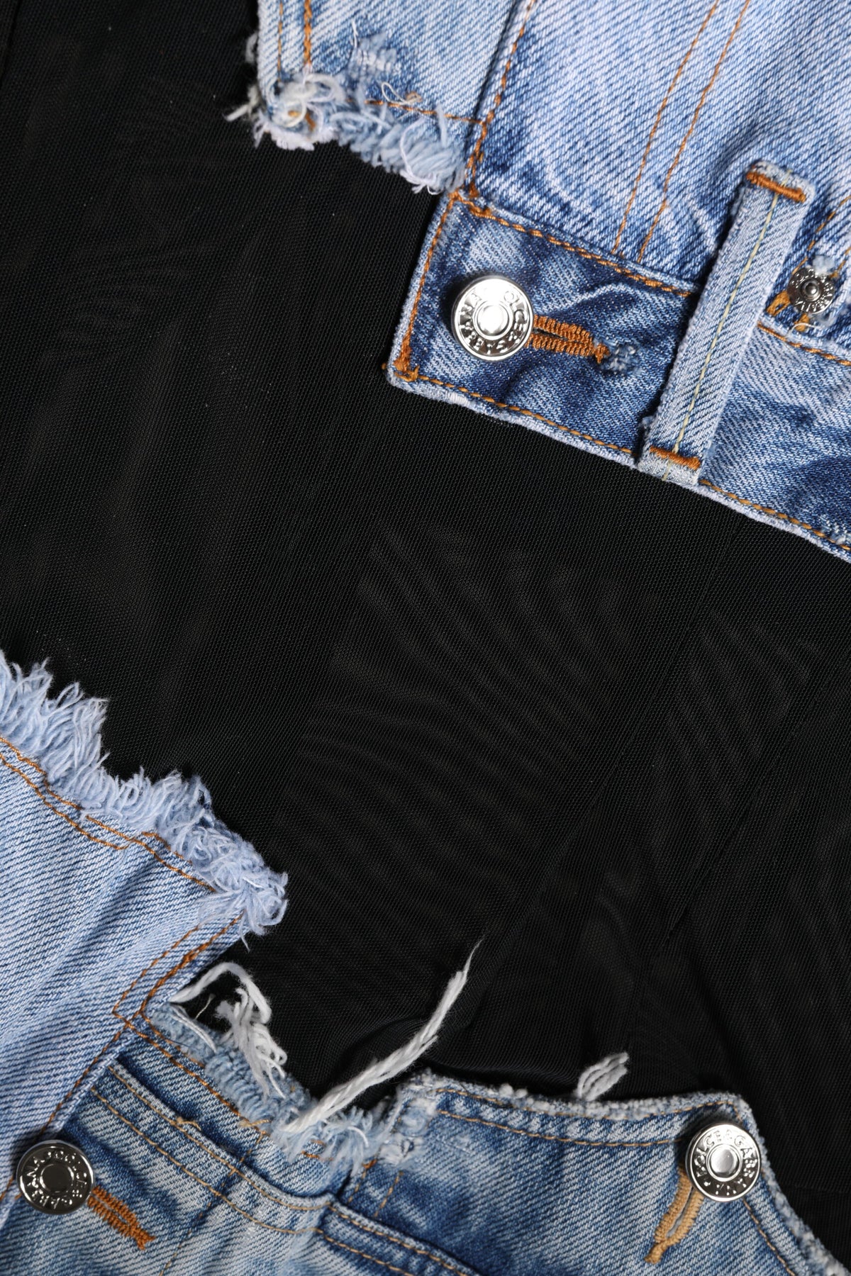 Black Blue Sleeveless Denim Mini Dress