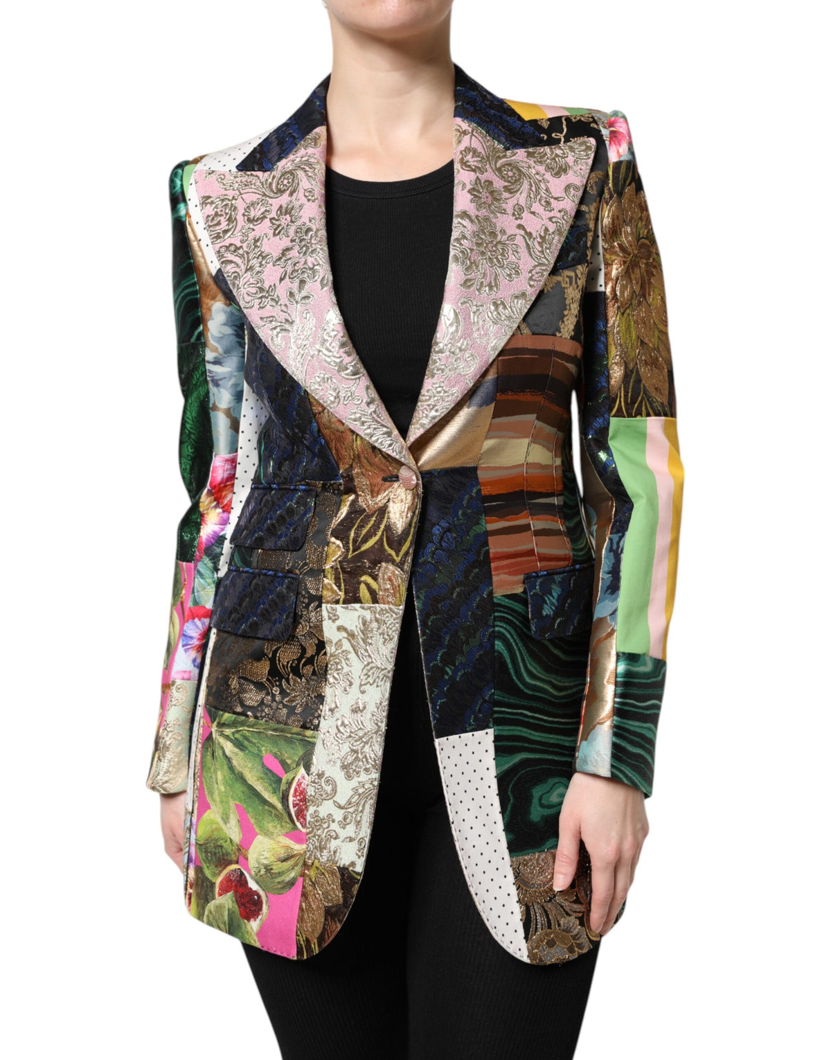 Multicolor Floral Patchwork Jacquard Jacket