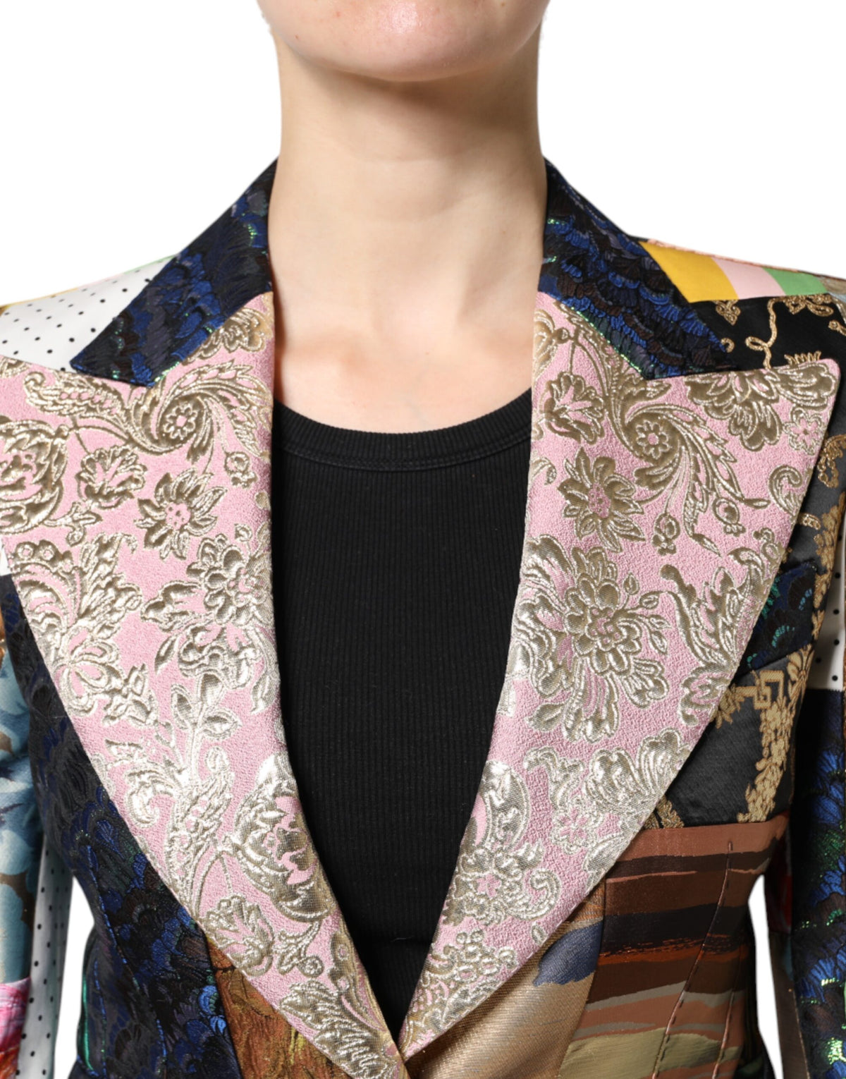 Multicolor Floral Patchwork Jacquard Jacket