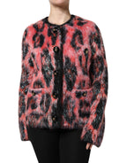 Red Mohair Wool Button Down Cardigan Sweater