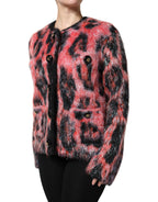 Red Mohair Wool Button Down Cardigan Sweater