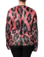 Red Mohair Wool Button Down Cardigan Sweater