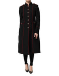 Black Wool Single Breasted Trench Coat Jacket