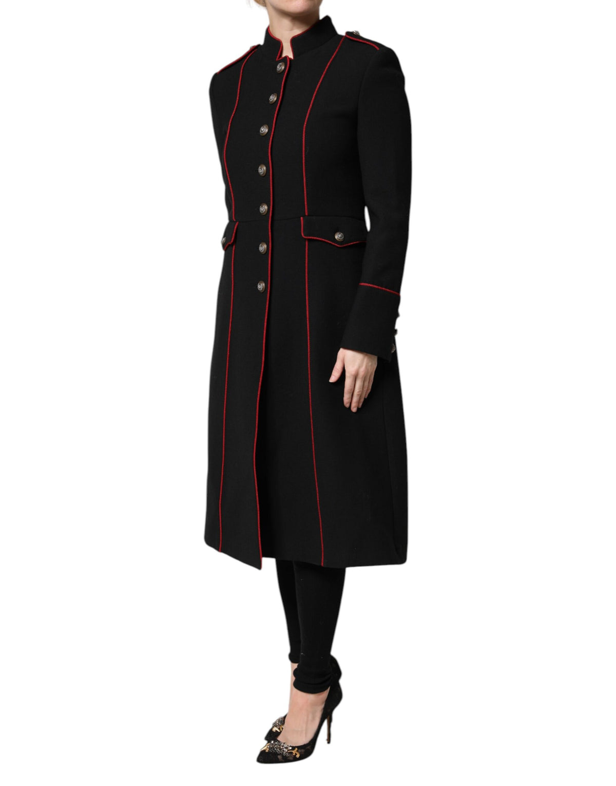 Black Wool Single Breasted Trench Coat Jacket
