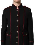 Black Wool Single Breasted Trench Coat Jacket