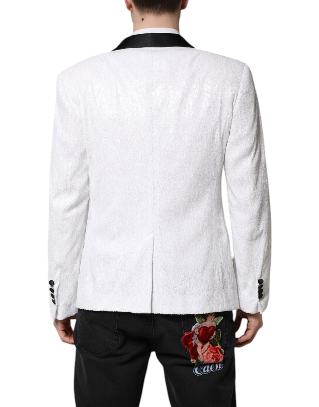 White Nylon Single Breasted Coat Blazer