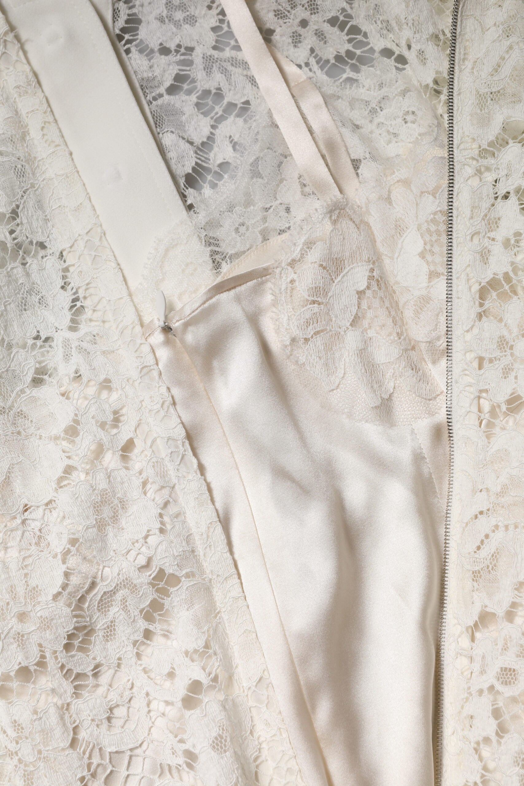 White Floral Lace Long Sleeves A-line Dress