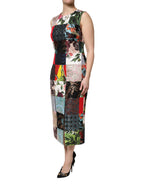 Multicolor Patchwork Sleeveless Sheath Dress