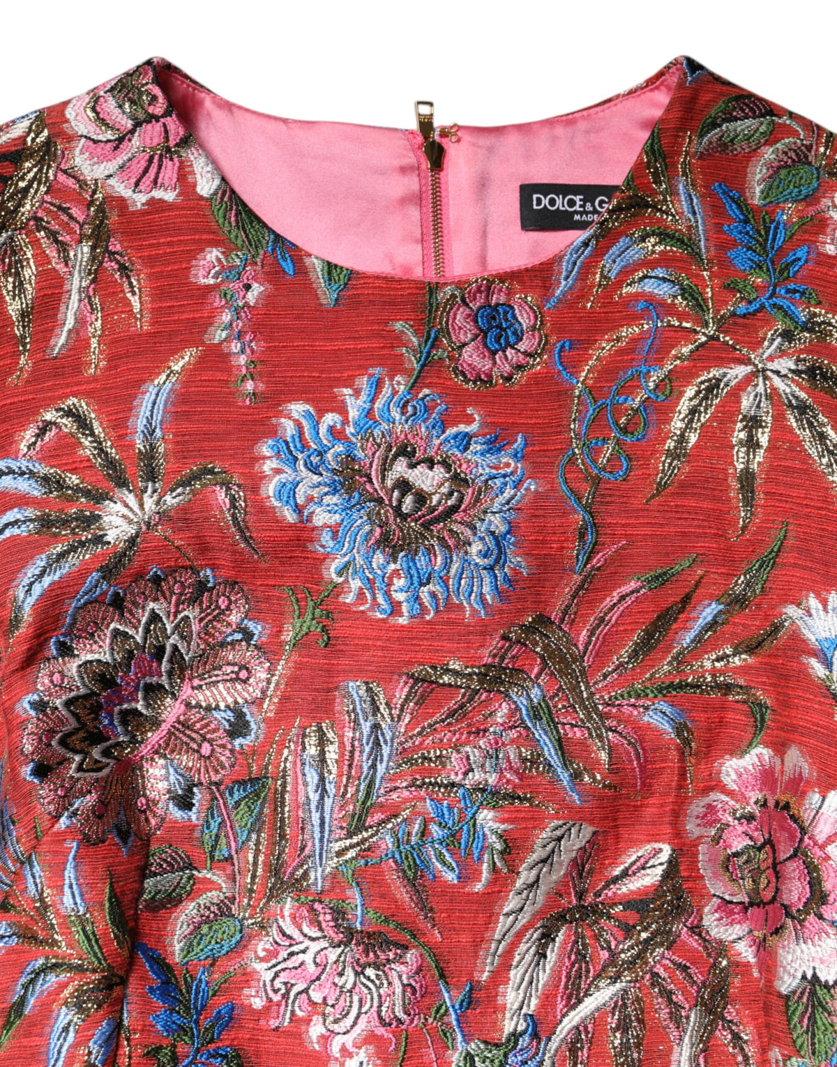 Red Floral Jacquard A-line Mini Dress