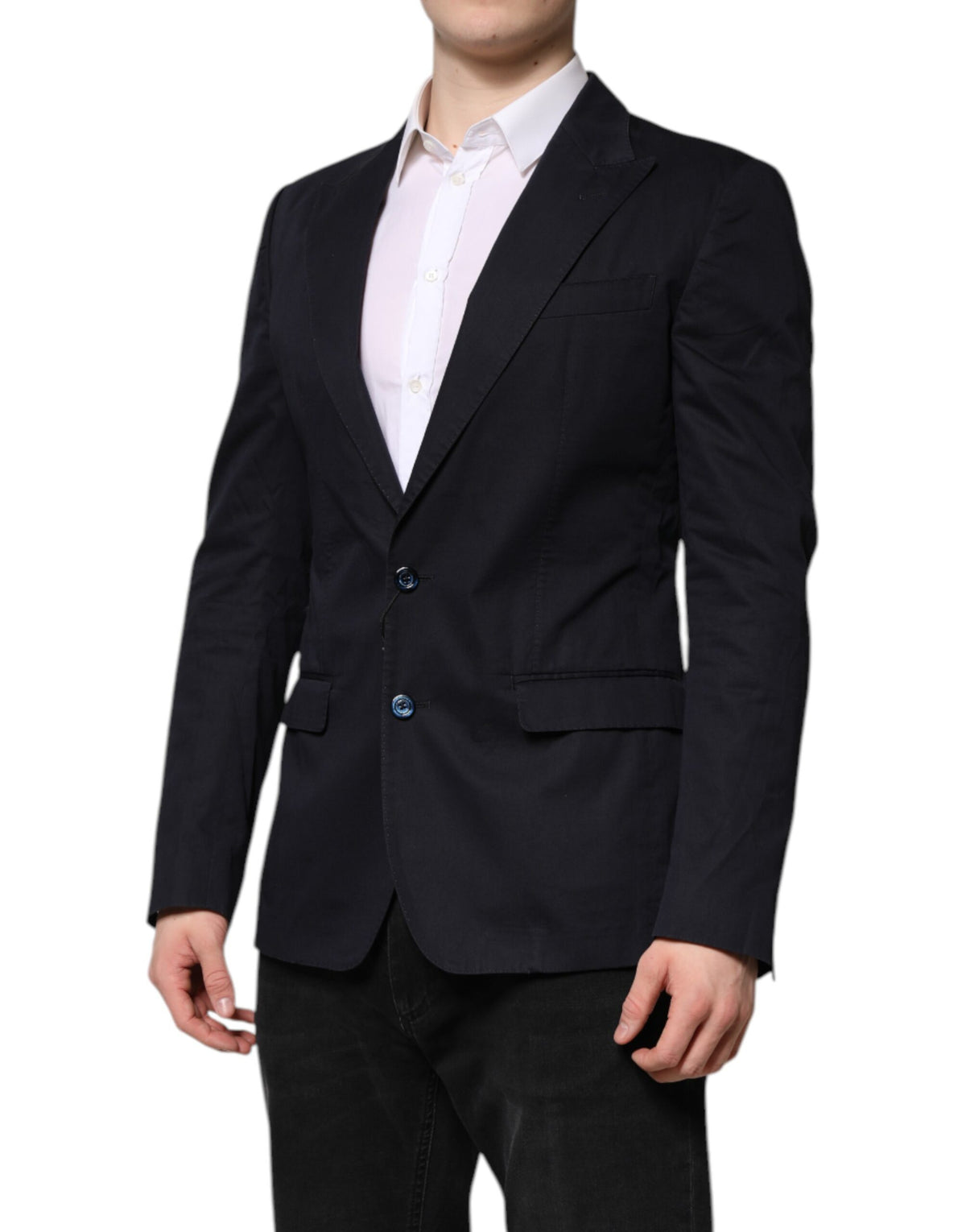 Dark Blue TAORMINA Cotton Blazer Suit Jacket