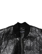 Black Logo Plaque Bomber Full Zipper Jacket