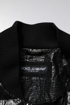 Black Logo Plaque Bomber Full Zipper Jacket