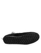 Black Quilted Leather Lace Up Sneakers Shoes