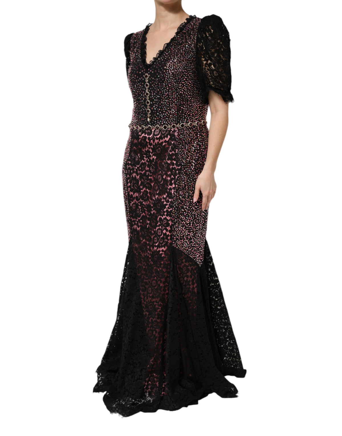 Multicolor Embellished Mermaid Gown Dress
