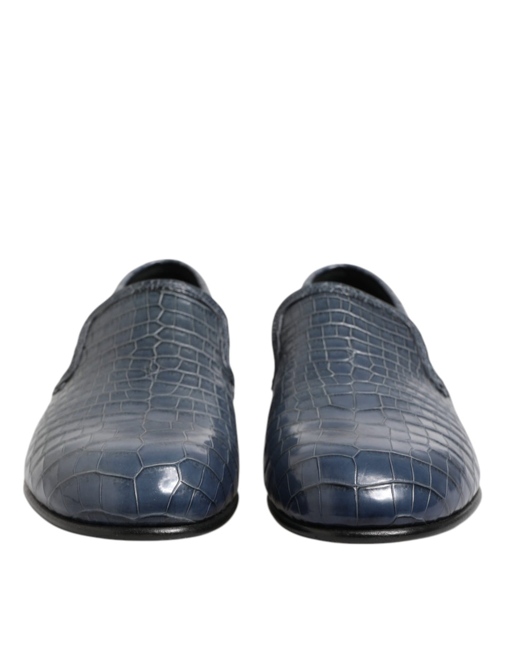 Blue Exotic Leather Slip On Loafers Men Dress Shoes
