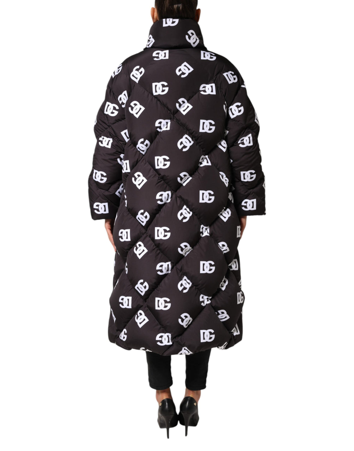 Black DG Mania Puffer Quilted Long Coat Jacket