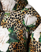 Multicolor Leopard Rose Puffer Quilted Jacket