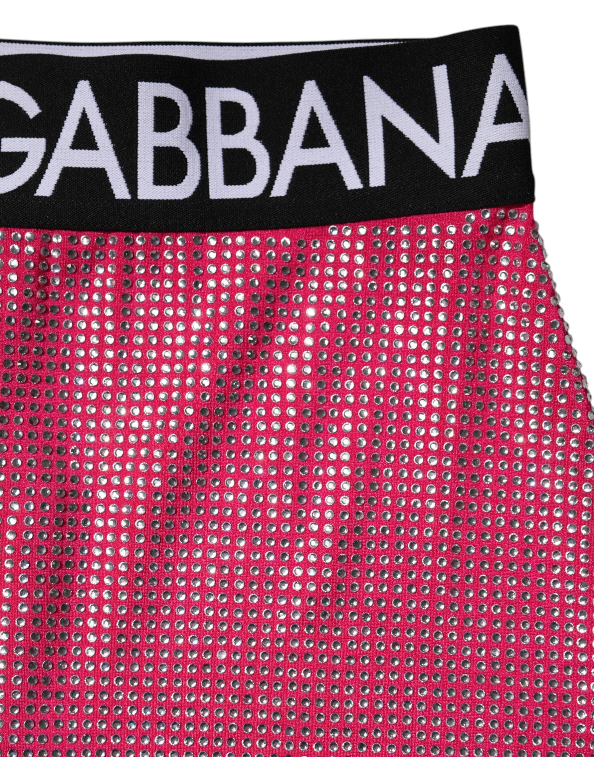 Pink Rhinestone Embellished Logo Mini Skirt