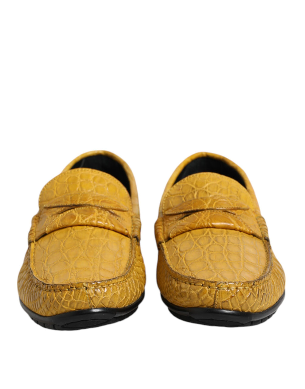 Yellow Exotic Leather Loafers Slip On Shoes