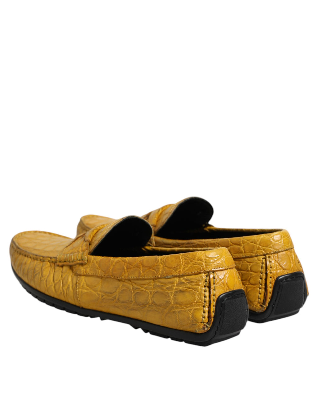 Yellow Exotic Leather Loafers Slip On Shoes