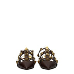 Brown Leather Flat Sandals