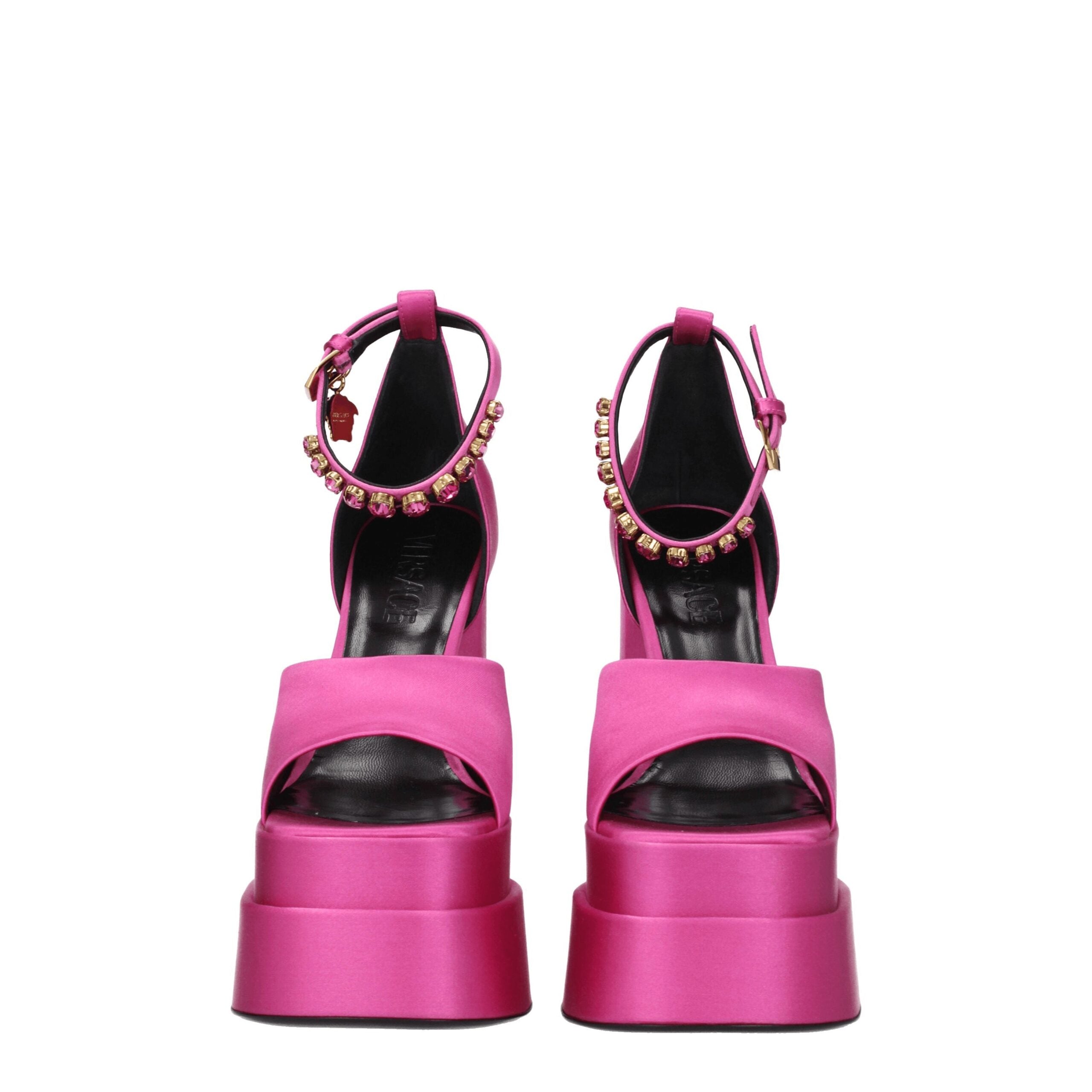 Pink Satin Platform Sandals