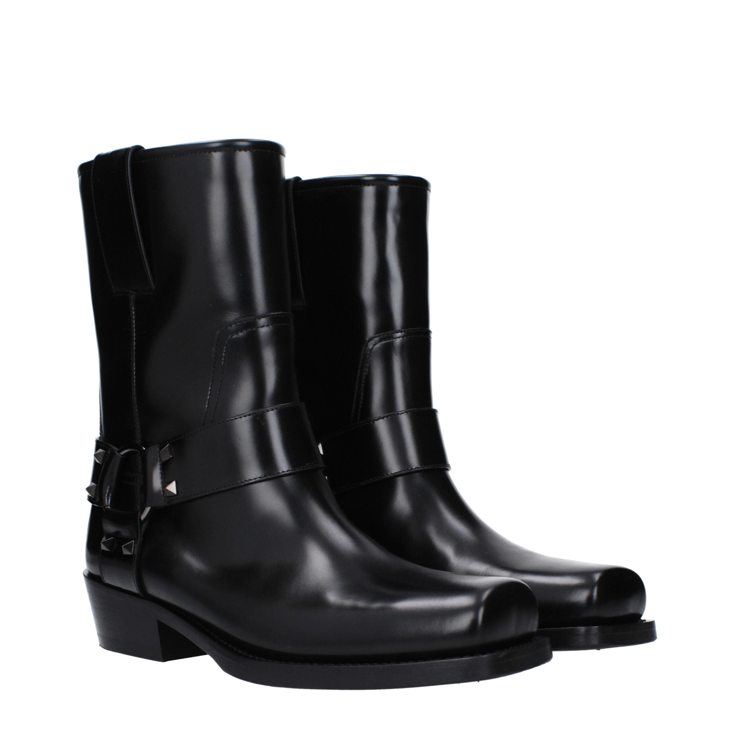 Black Leather Ankle Boots