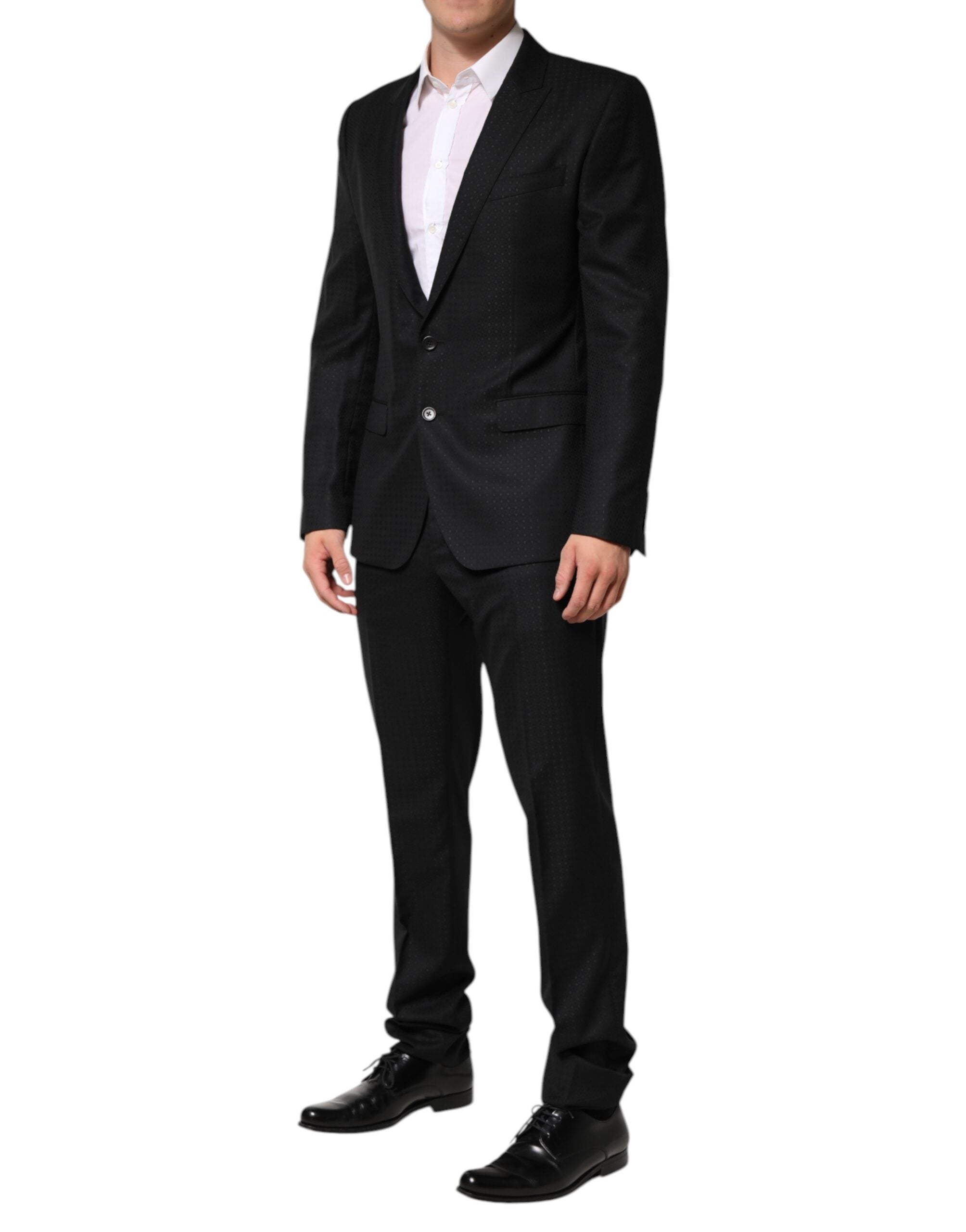 Black Jacquard Single Breasted 2 Piece Suit