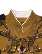 Yellow Crystal Cross Runway Vest Jacket Top