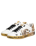 White Gold Crystal Portofino Sneakers Shoes