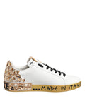 White Gold Crystal Portofino Sneakers Shoes