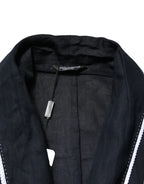 Dark Blue DG Embroidery Jacket Robe Blazer