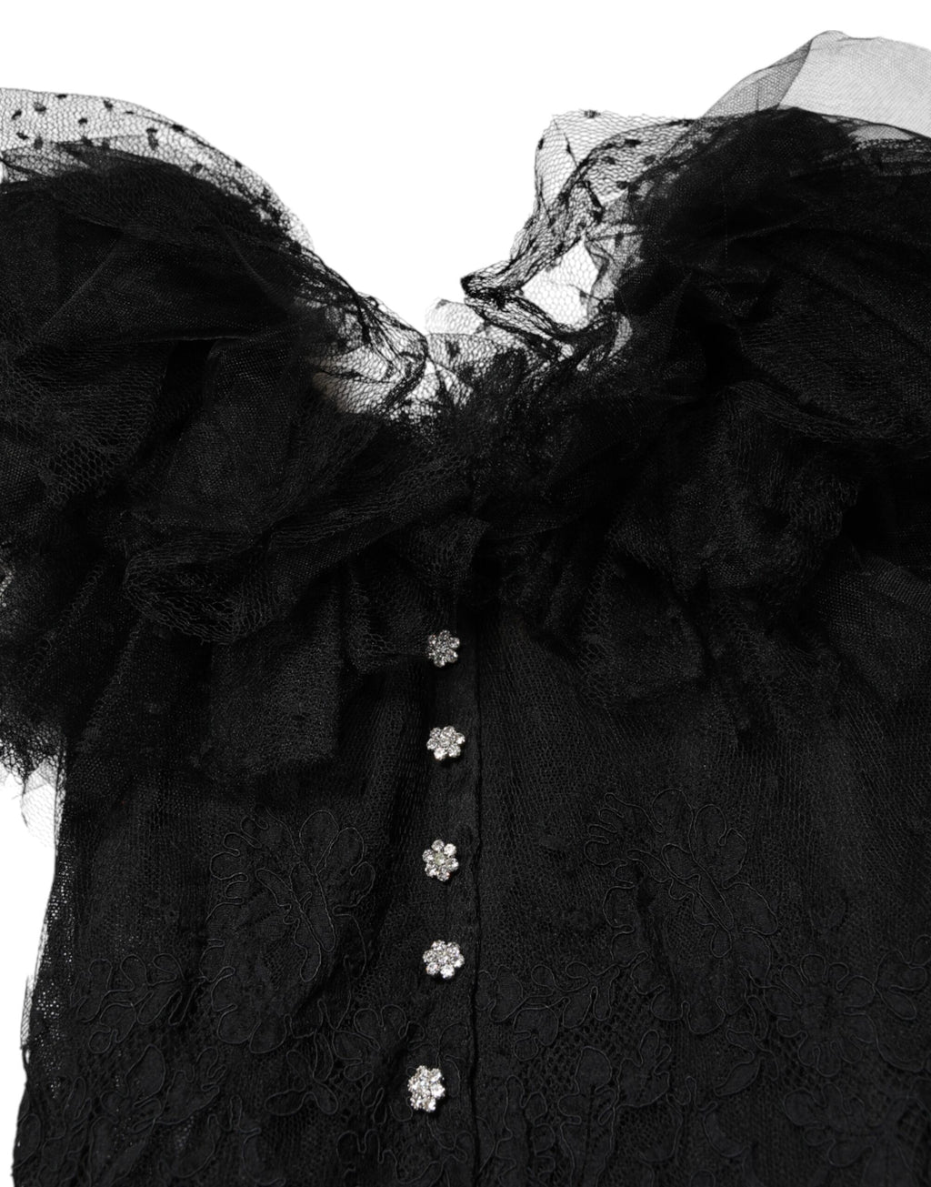Black Crystal Embellished Midi A-line Dress