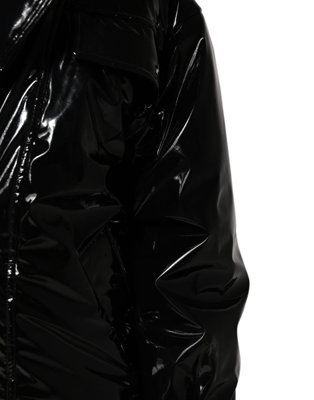 Black Polyester Quilted Puffer Coat Jacket
