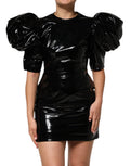 Black Bodycon Sheath Puff Sleeve Mini Dress