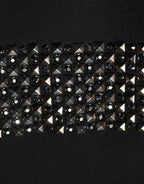 Black Crystal Embellished Collared Mini Dress