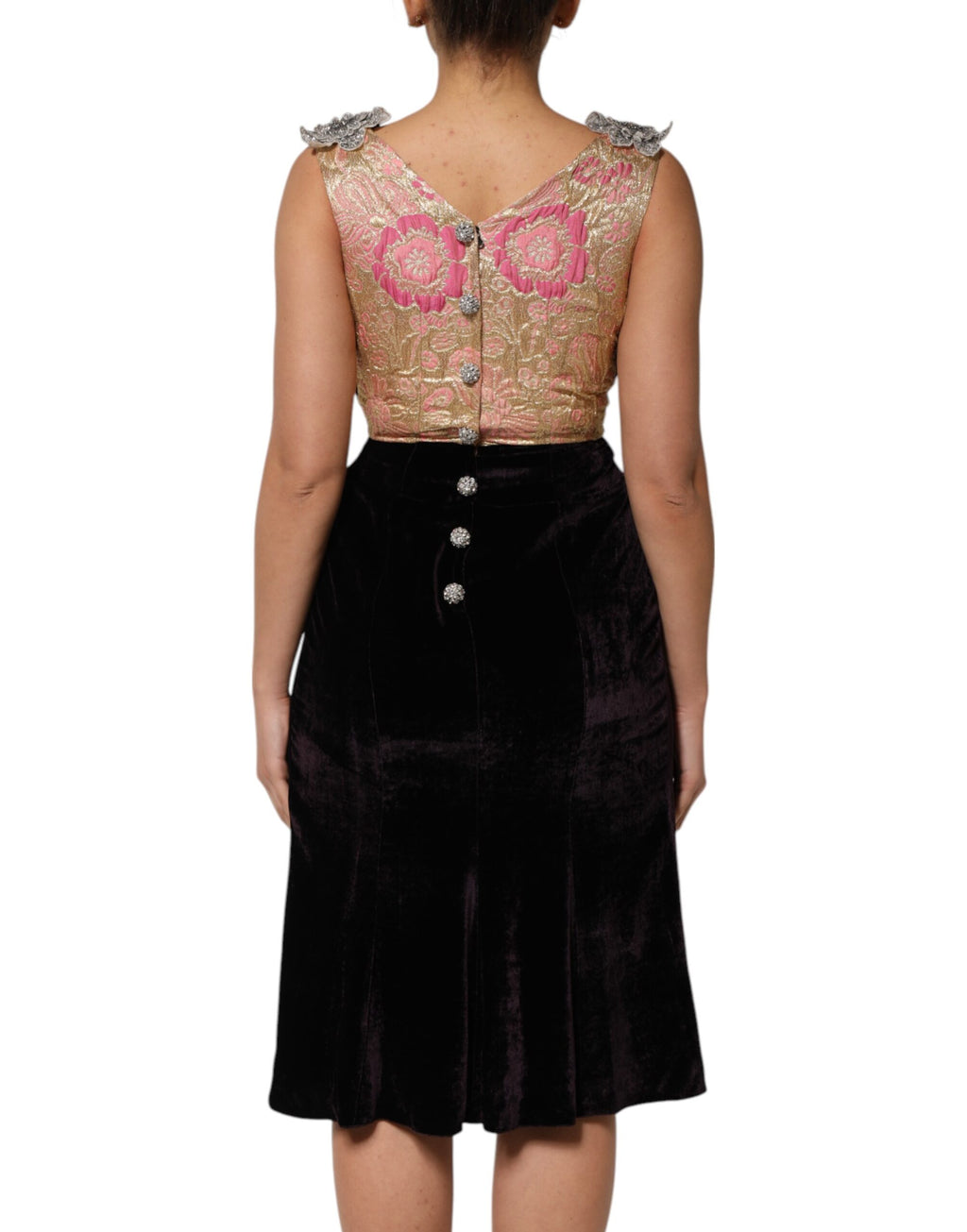 Black Velvet Flower Embellishment Aline Dress