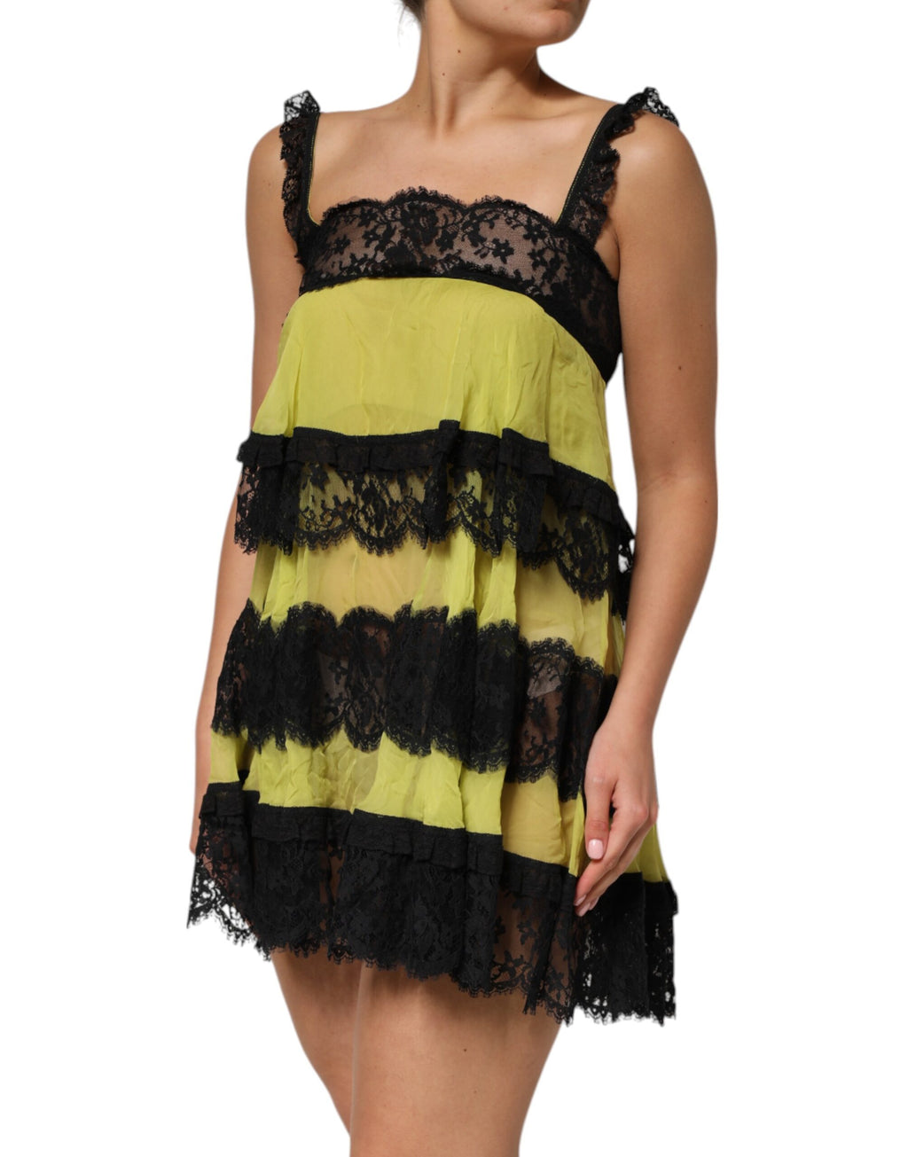 Yellow Black Babydoll Chemise Lingerie Dress