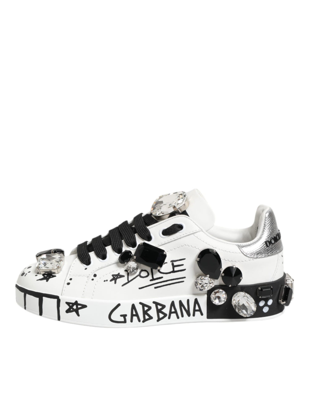 White Portofino Crystal Sneakers  Shoes