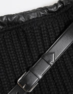 Black Cashmere Knitted Leather Shoulder Women Borse Bag