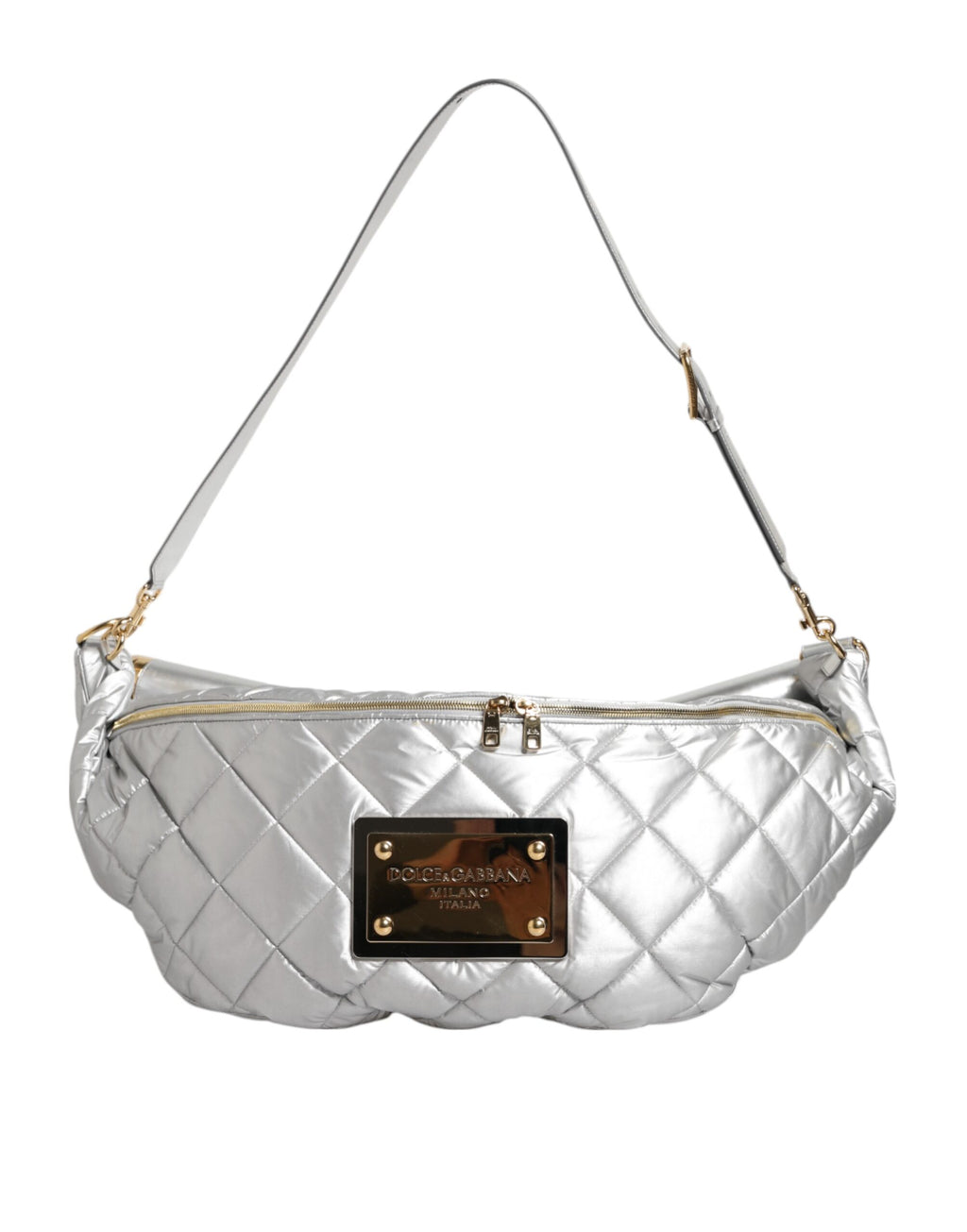 Silver Quilted Filled Crossbody Shoulder Bag SICILY Bag